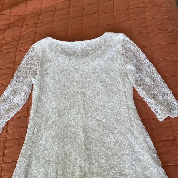La vanya ivory blouse for woman medium size 3/4 sleeve with silver lace overlay - Picture 6 of 8